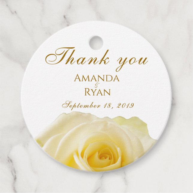 Étiquettes Cadeau Mariage floral rose jaune (Devant)