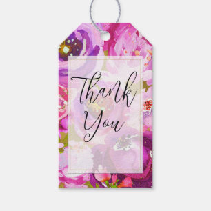 Étiquettes-cadeau Mariage floral vibrant rose et violet