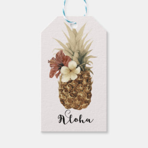 Étiquettes-cadeau Mariage Floral Vintage Tropical Hibiscus Ananas