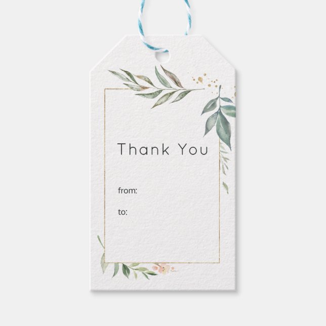 Étiquettes-cadeau Mariage géométrique or et verdure Sérénité (Devant)