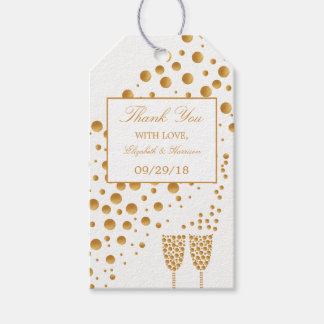 Étiquettes-cadeau Mariage Gold Champagne Bubbles