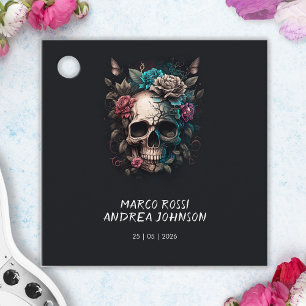 Étiquettes Cadeau Mariage gothique du tatouage au crâne