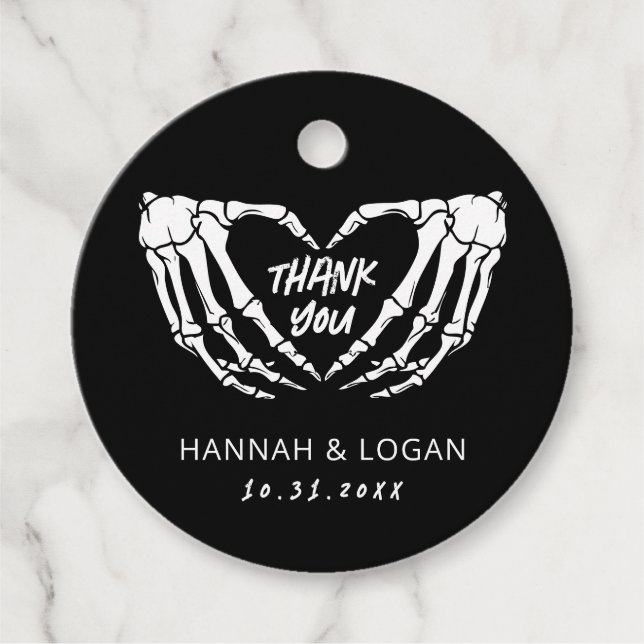 Étiquettes Cadeau Mariage gothique, Halloween Merci Mariage (Devant)