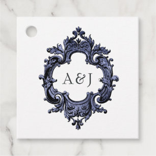 Étiquettes Cadeau Mariage gothique Monogramme cadre doré