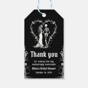 Étiquettes-cadeau Mariage gothique noir de squelette pour Halloween