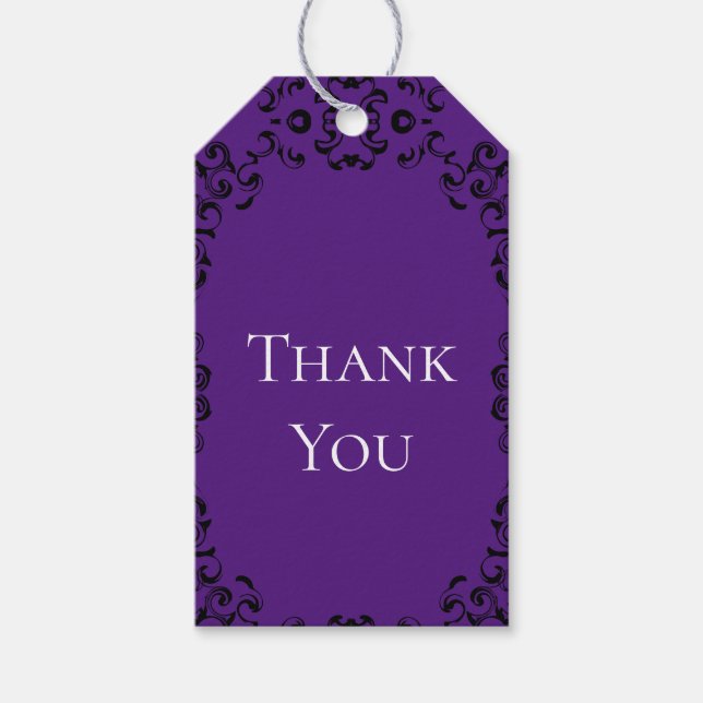 Étiquettes-cadeau Mariage gothique violet et noir (Devant)