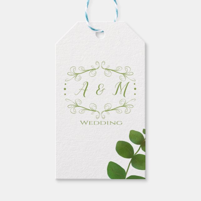 Étiquettes-cadeau Mariage Green Chic (Devant)
