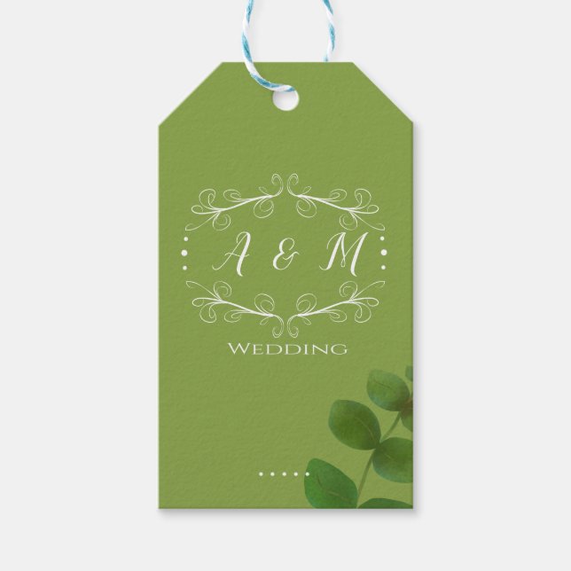 Étiquettes-cadeau Mariage Green Chic (Devant)
