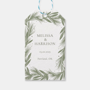 Étiquettes-cadeau Mariage hiver Wreath Design vert