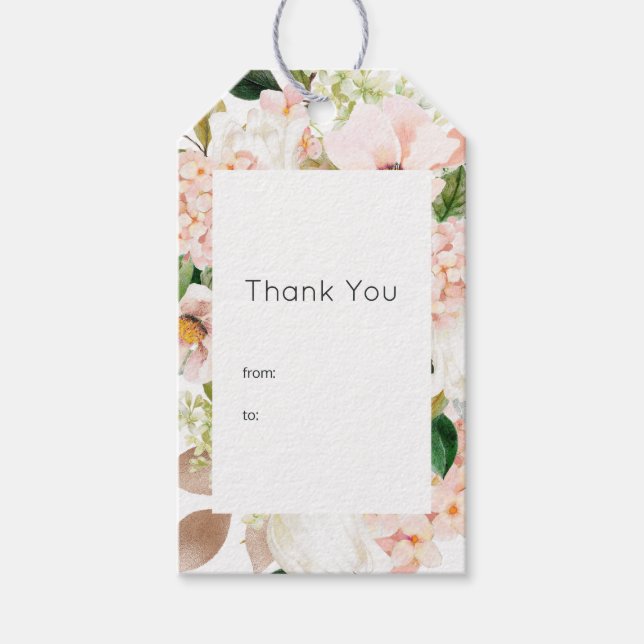 Étiquettes-cadeau Mariage Hydrangea Fleurs Rose Tendre (Devant)