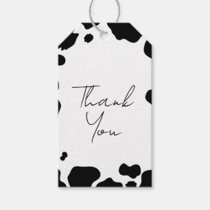 Étiquettes-cadeau Mariage Impression Taches de Vache Noir & Blanc