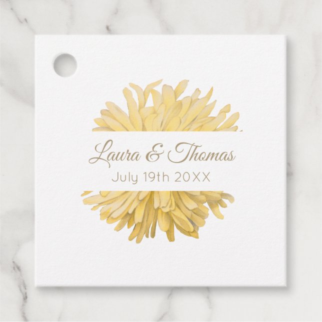 Étiquettes Cadeau Mariage jaune et blanc (Devant)