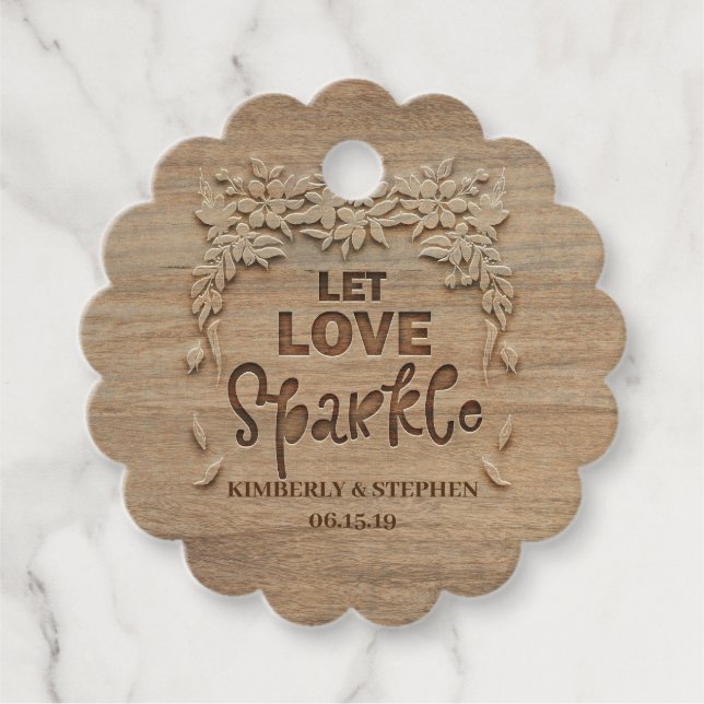 Étiquettes Cadeau Mariage Laisser Amour Sparkle Envoyer (Devant)