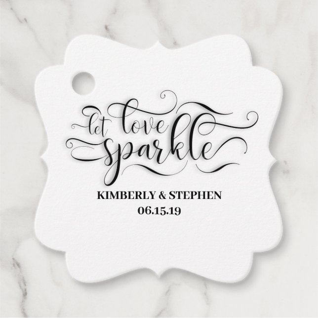 Étiquettes Cadeau Mariage Laisser Amour Sparkle Envoyer (Devant)