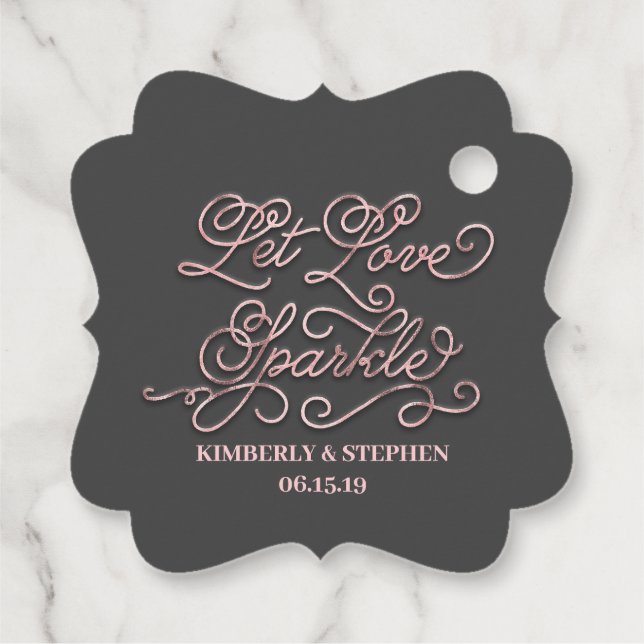 Étiquettes Cadeau Mariage Laisser Amour Sparkle Envoyer (Dos)