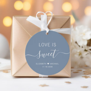Étiquettes Cadeau Mariage Love Is Sweet Dusty Blue