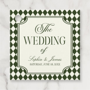 Étiquettes Cadeau Mariage Luxueux Ancien Argent Vert Olive Ivoire Vi