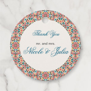 Étiquettes Cadeau Mariage mandala géométrique en treillis marocain