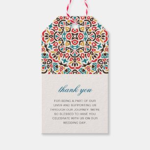 Étiquettes-cadeau Mariage mandala géométrique en treillis marocain