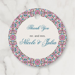 Étiquettes Cadeau Mariage mandala géométrique en treillis marocain