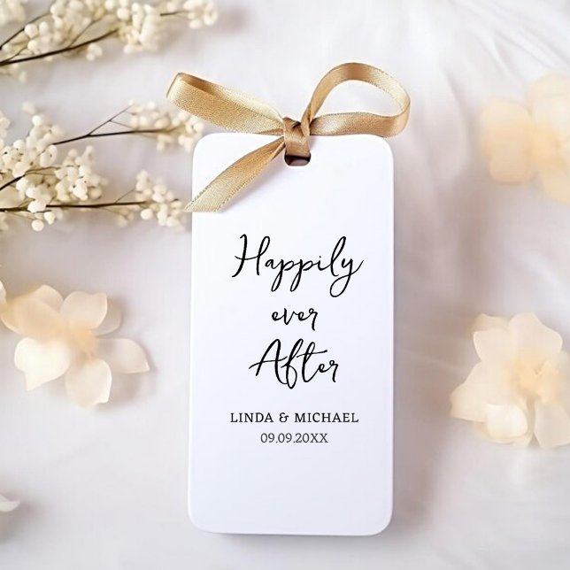 Étiquettes-cadeau mariage, marié, heureux toujours après, (Créateur téléchargé)