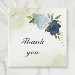 Étiquettes Cadeau mariage marine bleu poussiéreux fleurs