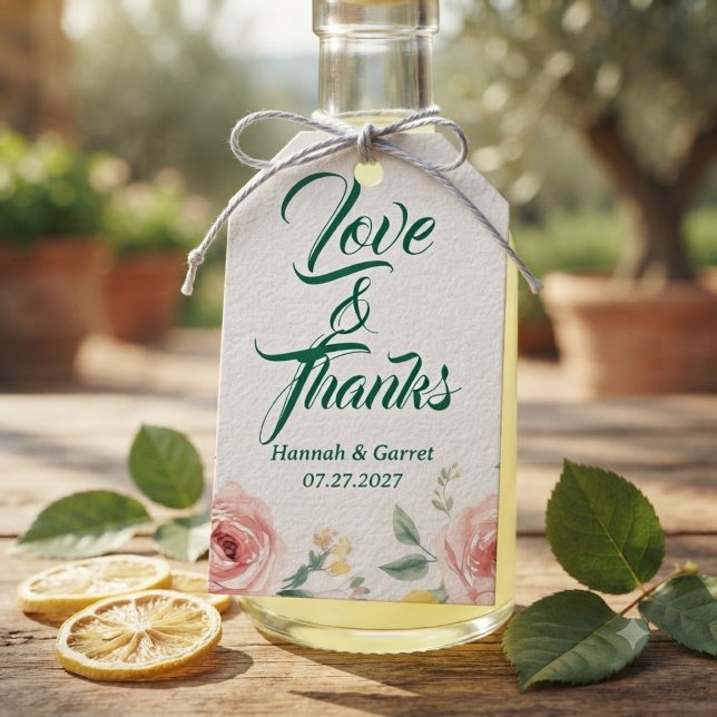Étiquettes-cadeau Mariage Méditerranéen Rose et Citron (Créateur téléchargé)