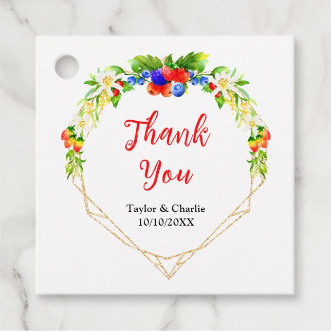 Étiquettes Cadeau Mariage Merci aux baies mixtes d'été (Devant)