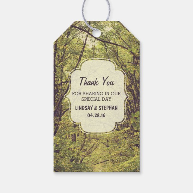 Étiquettes-cadeau Mariage Merci de chemin d'arbres (Devant)