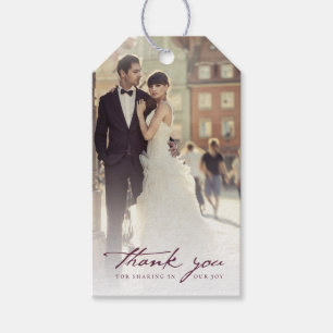 Étiquettes-cadeau Mariage Merci manuscrit Script Photo Cadeau Tags