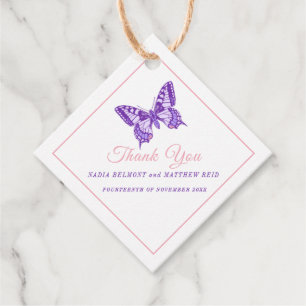 Étiquettes Cadeau Mariage minimal à queue noire violette merci