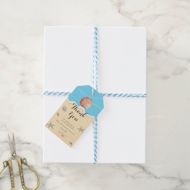 Étiquettes-cadeau Mariage Minimal Bleu Océan Estival (Avec de laficelle)