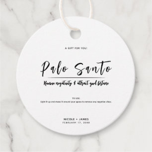Étiquettes Cadeau Mariage minimal moderne Palo Santo Smudge
