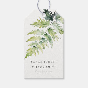 Étiquettes-cadeau Mariage minimaliste à l'aquarelle verte feuillage