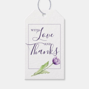 Étiquettes-cadeau Mariage minimaliste de tulipe simple violet profon