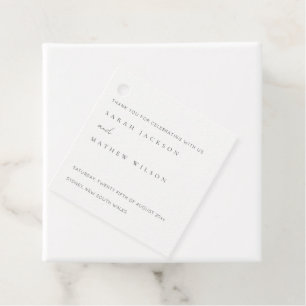 Étiquettes Cadeau Mariage minimaliste de typographie noir et blanc