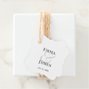 Étiquettes Cadeau Mariage Minimaliste Esperluette Noms et Date Vid