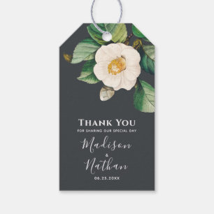 Étiquettes-cadeau Mariage minimaliste japonais blanc Camellia