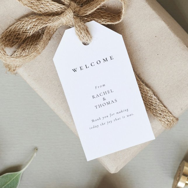 Étiquettes-cadeau Mariage minimaliste moderne Accueil (Modern Minimalist Wedding Welcome Gift Tags)