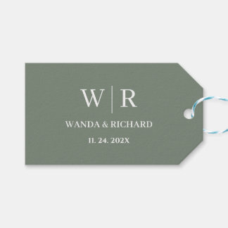 Étiquettes-cadeau Mariage minimaliste moderne avec monogramme