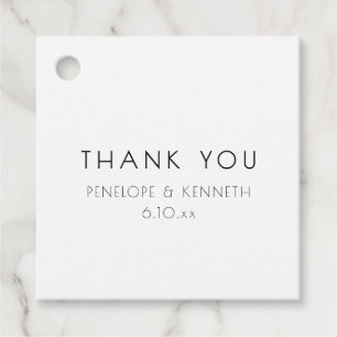 Étiquettes Cadeau Mariage Minimaliste Moderne Blanc Remerciement Sim