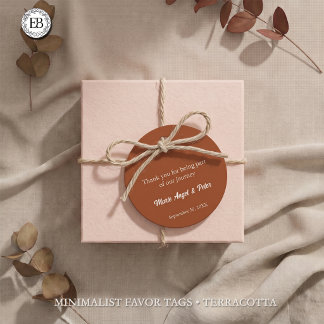 Étiquettes Cadeau Mariage Minimaliste Moderne Monogramme Terracotta