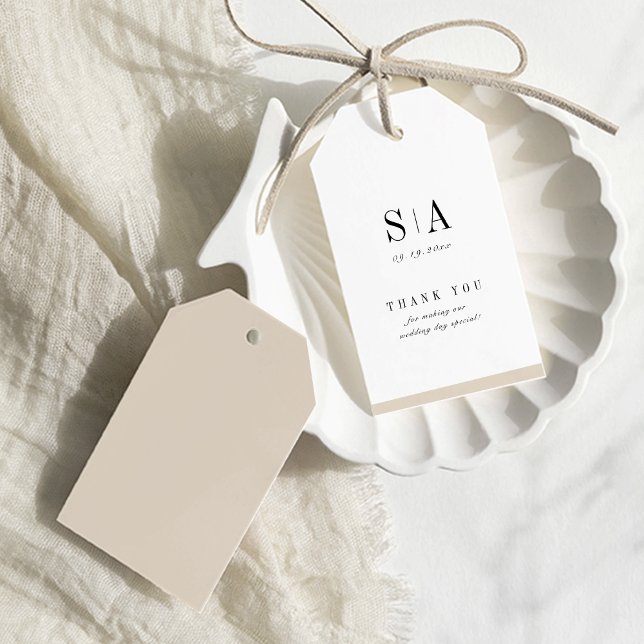 Étiquettes-cadeau Mariage minimaliste monogramme sophistiqué (Sophisticated monogram minimalist wedding gift tags)