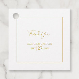 Étiquettes Cadeau Mariage minimaliste noir et blanc en or simple