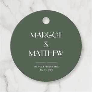 Étiquettes Cadeau Mariage minimaliste scandinave vert mousse foncé