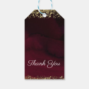 Étiquettes-cadeau Mariage Moderne Aquarelle à l'ambiance Marron & Or
