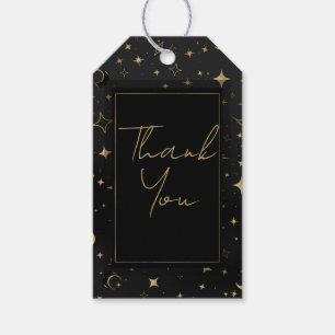 Étiquettes-cadeau Mariage moderne céleste lune étoiles noir et or