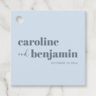Étiquettes Cadeau Mariage Moderne Chic Bleu Clair Élégant