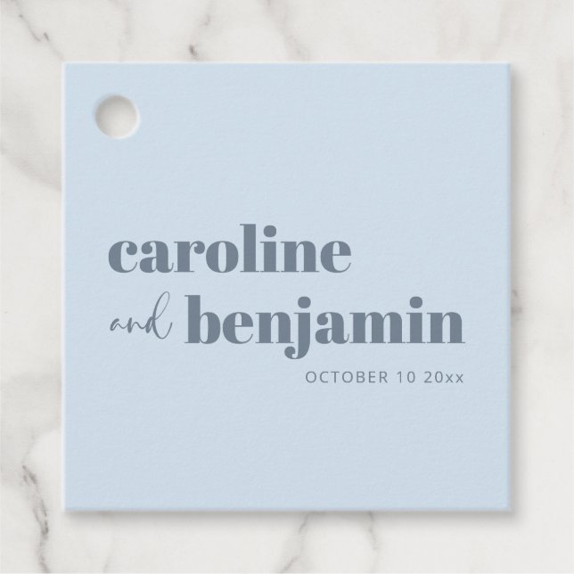 Étiquettes Cadeau Mariage Moderne Chic Bleu Clair Élégant (Devant)