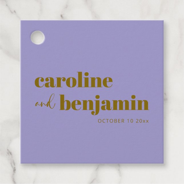 Étiquettes Cadeau Mariage Moderne Chic Violet Clair Gras (Devant)